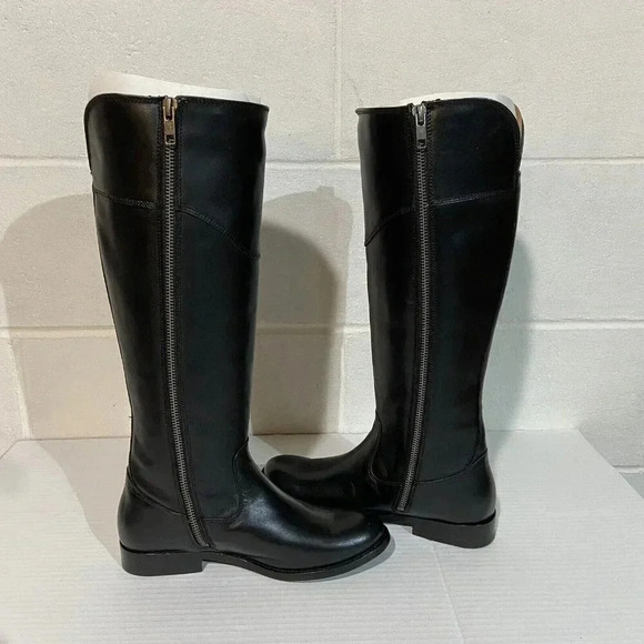 FRYE Melissa Tab Tall Leather Riding Boots Extended Calf(3470110-BKX) 5.5M Black - Picture 9 of 15